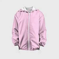 Куртка с капюшоном детская Светлый розовый в белую полоску, цвет: 3D-белый