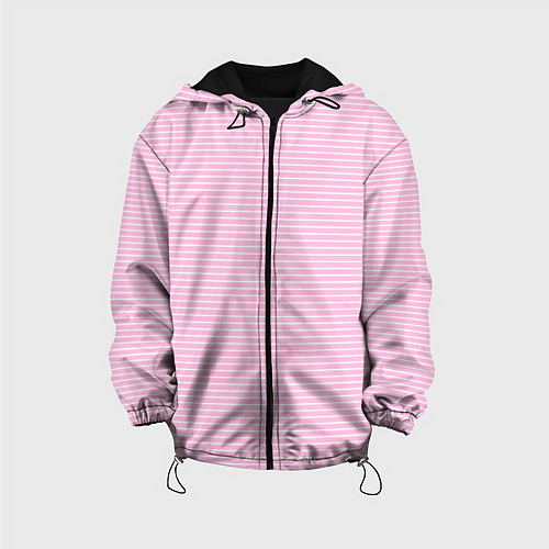 Детская куртка Светлый розовый в белую полоску / 3D-Черный – фото 1