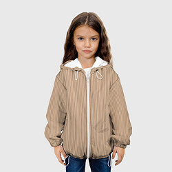 Куртка с капюшоном детская Светлый коричневый в полоску, цвет: 3D-белый — фото 2