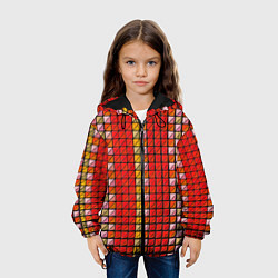 Куртка с капюшоном детская Красные плитки, цвет: 3D-черный — фото 2