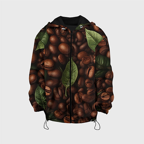 Детская куртка Кофейные зёрна с листьями / 3D-Черный – фото 1