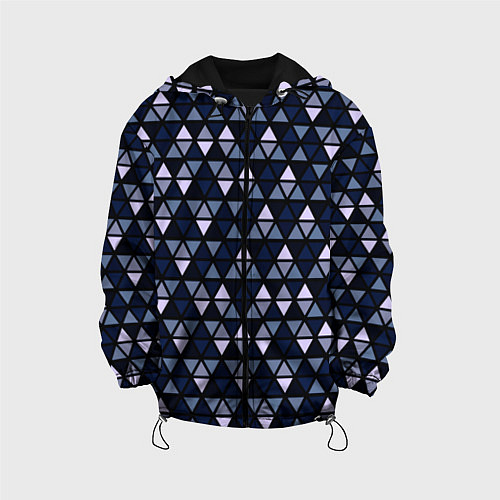 Детская куртка Чёрно-синий паттерн треугольники / 3D-Черный – фото 1