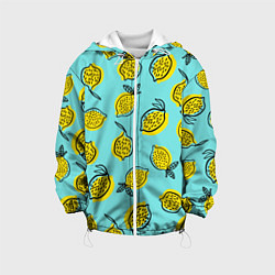 Куртка с капюшоном детская Летние лимоны - паттерн, цвет: 3D-белый