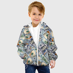 Куртка с капюшоном детская Банкноты сто долларов, цвет: 3D-белый — фото 2