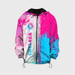 Куртка с капюшоном детская Chelsea neon gradient style по-вертикали, цвет: 3D-черный