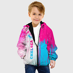 Куртка с капюшоном детская Chelsea neon gradient style по-вертикали, цвет: 3D-черный — фото 2