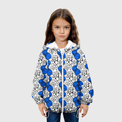 Куртка с капюшоном детская Нейрографический узор из синих кругов и овалов, цвет: 3D-белый — фото 2