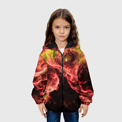 Куртка с капюшоном детская Адское пламя инферно - inferno flame, цвет: 3D-черный — фото 2