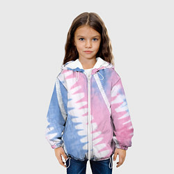 Куртка с капюшоном детская Полоски в стиле тай дай, цвет: 3D-белый — фото 2