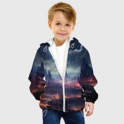 Куртка с капюшоном детская Фантастическая планета внутри космоса, цвет: 3D-белый — фото 2