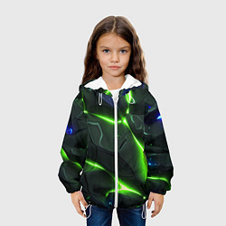 Куртка с капюшоном детская Яркий неоновый свет из разлома плит, цвет: 3D-белый — фото 2