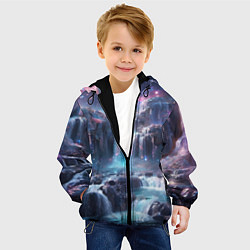 Куртка с капюшоном детская Волшебный ночной водопад, цвет: 3D-черный — фото 2