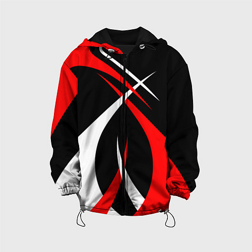 Детская куртка Красные и белые линии / 3D-Черный – фото 1