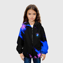 Куртка с капюшоном детская BMW неоновые краски спорт, цвет: 3D-черный — фото 2