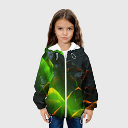 Куртка с капюшоном детская Зеленая абстрактная неоновая текстура, цвет: 3D-белый — фото 2