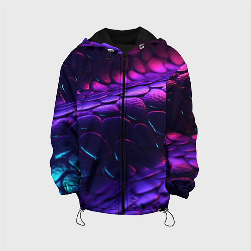 Детская куртка Фиолетовая абстрактная текстура неоновая / 3D-Черный – фото 1
