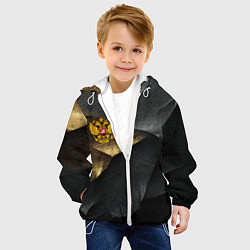 Куртка с капюшоном детская Золотой герб России на темном фоне, цвет: 3D-белый — фото 2