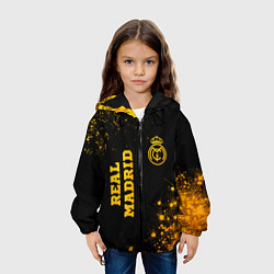 Куртка с капюшоном детская Real Madrid - gold gradient вертикально, цвет: 3D-черный — фото 2