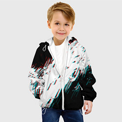 Куртка с капюшоном детская Glitch effect, цвет: 3D-белый — фото 2