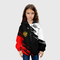 Куртка с капюшоном детская Герб РФ краски текстура абстрактные, цвет: 3D-черный — фото 2