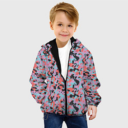 Куртка с капюшоном детская Неоновый пиксельный камуфляжный паттерн, цвет: 3D-черный — фото 2