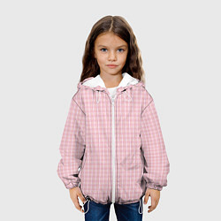 Куртка с капюшоном детская Розовый паттерн клетка, цвет: 3D-белый — фото 2