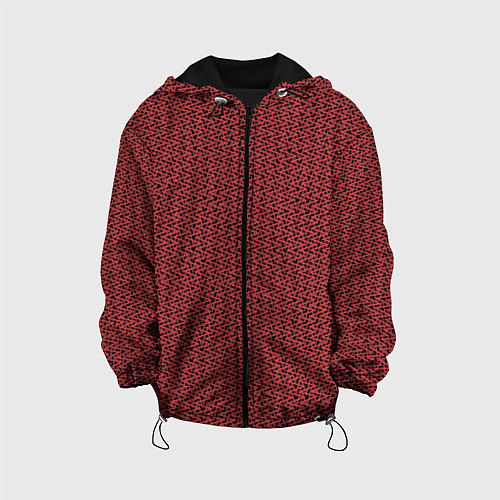 Детская куртка Тёмно-красный текстурированный полосатый / 3D-Черный – фото 1