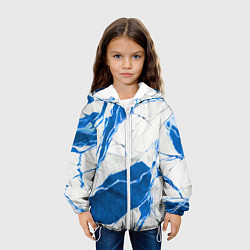Куртка с капюшоном детская Бело-синий мрамор, цвет: 3D-белый — фото 2