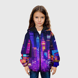 Куртка с капюшоном детская Город ночью, цвет: 3D-черный — фото 2