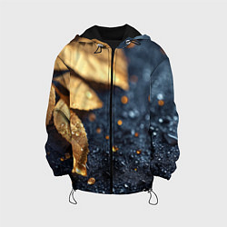 Куртка с капюшоном детская Золотые листья на темном фоне, цвет: 3D-черный