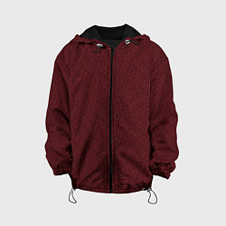 Куртка с капюшоном детская Тёмный красный однотонный текстурированный, цвет: 3D-черный