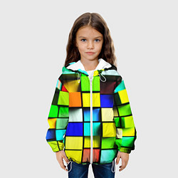 Куртка с капюшоном детская Оптические кубы, цвет: 3D-белый — фото 2