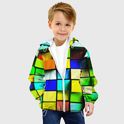 Куртка с капюшоном детская Оптические кубы, цвет: 3D-белый — фото 2