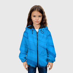 Куртка с капюшоном детская Насыщенный голубой полосами, цвет: 3D-черный — фото 2