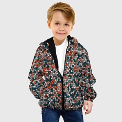 Куртка с капюшоном детская Красно-бирюзовый паттерн мелкая мозаика, цвет: 3D-черный — фото 2