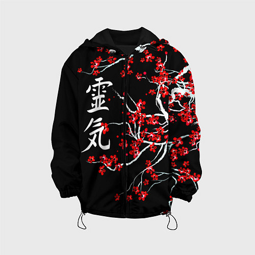 Детская куртка Цветы сакуры / 3D-Черный – фото 1