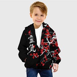 Куртка с капюшоном детская Цветы сакуры, цвет: 3D-черный — фото 2