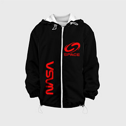 Куртка с капюшоном детская Nasa space red logo, цвет: 3D-белый