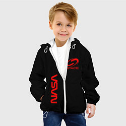 Куртка с капюшоном детская Nasa space red logo, цвет: 3D-белый — фото 2