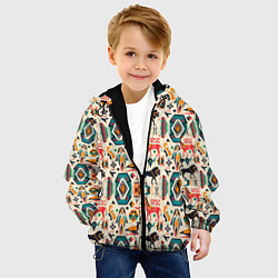 Куртка с капюшоном детская Африканские узор лев и жираф, цвет: 3D-черный — фото 2