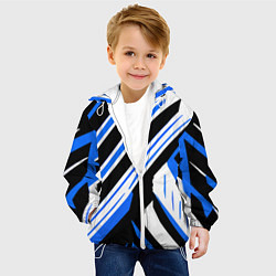 Куртка с капюшоном детская Чёрно-синие полосы на белом фоне, цвет: 3D-белый — фото 2