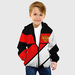 Куртка с капюшоном детская Россия герб спорт текстура, цвет: 3D-черный — фото 2