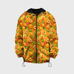 Куртка с капюшоном детская Сочные сладкие абрикосы паттерн, цвет: 3D-черный