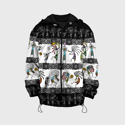 Детская куртка Кокопелли - боги индейцев хайда / 3D-Черный – фото 1