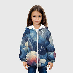 Куртка с капюшоном детская Космический пэчворк - нейросеть, цвет: 3D-белый — фото 2