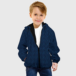 Куртка с капюшоном детская Тёмный синий текстурированный однотонный, цвет: 3D-черный — фото 2