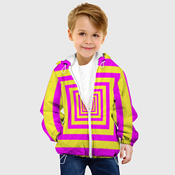 Куртка с капюшоном детская Удаление квадратов - оптический коридор желтый, цвет: 3D-белый — фото 2