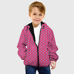 Куртка с капюшоном детская Паттерн голубые ромбики, цвет: 3D-черный — фото 2