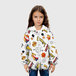 Куртка с капюшоном детская Комикс изображение с собакой pop art, цвет: 3D-белый — фото 2