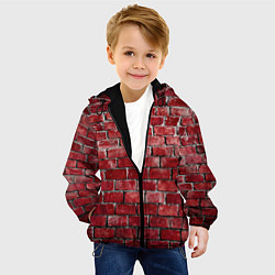 Куртка с капюшоном детская Текстура красного кирпича, цвет: 3D-черный — фото 2